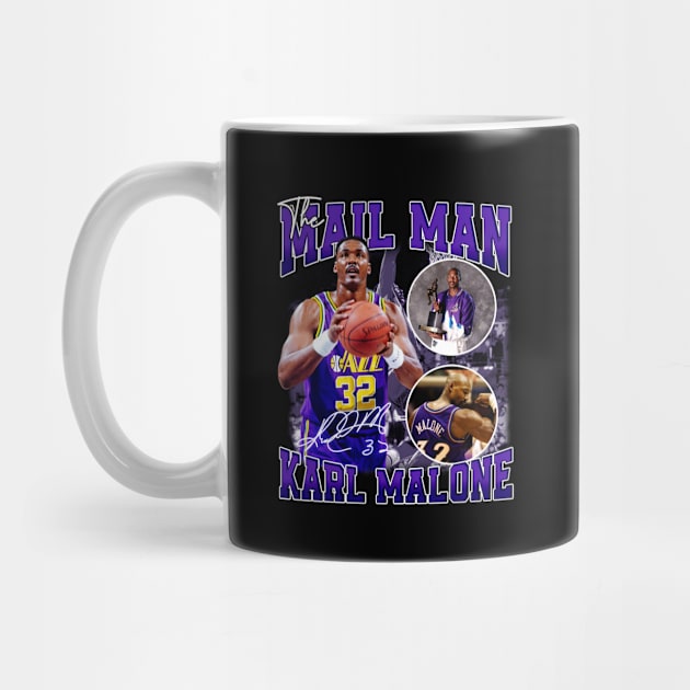 Karl Malone The Mail Man Basketball Legend Signature Vintage Retro 80s 90s Bootleg Rap Style by CarDE